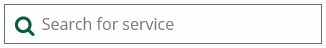 The image shows a search field with the text “Search for service...” embedded in a rectangular shape with a magnifying glass icon on the left.