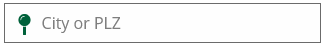 The image shows a search field with the text “City or ZIP code (optional)” along with a green pin icon embedded in a rectangular shape.